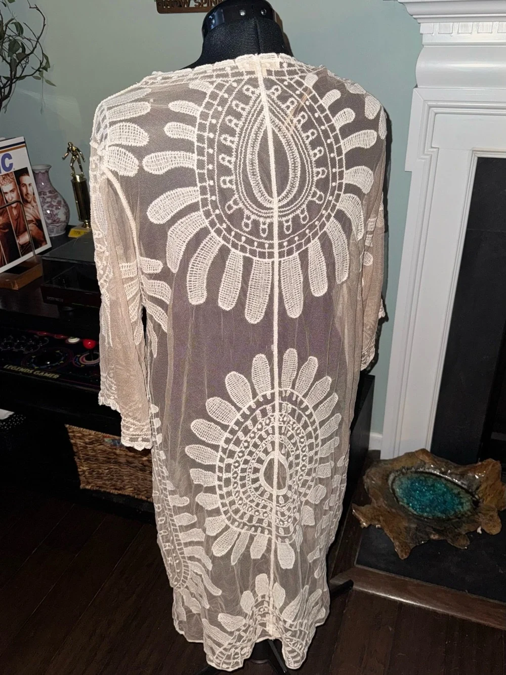 Rebellion White Sheer Embroidered Duster